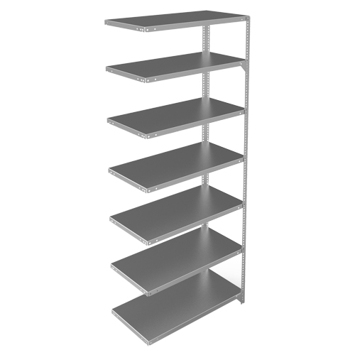Shelving Unit, Galvanized Steel, Slotted Angle, Add-On, 36" W x 84" H x 18" D Les Fournitures Industrielles Méga