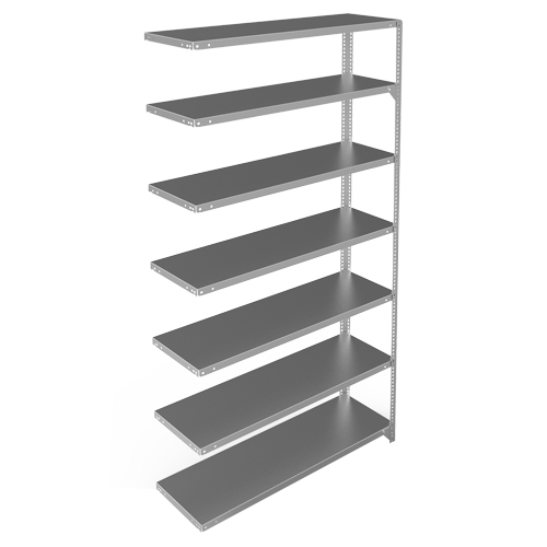 Shelving Unit, Galvanized Steel, Slotted Angle, Add-On, 48" W x 84" H x 15" D Les Fournitures Industrielles Méga