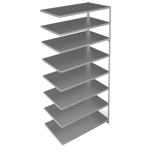 Shelving Unit, Galvanized Steel, Slotted Angle, 275 lbs. Capacity, 48" W x 96" H x 24" D Les Fournitures Industrielles Méga