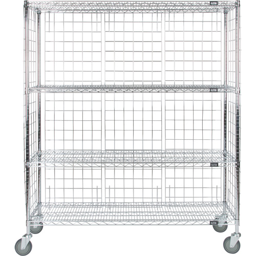 Chariot ferm&eacute; en treillis m&eacute;tallique, Chrom&eacute;, 60" x 69" x 24", Capacit&eacute; 800 lb Les Fournitures Industrielles Méga