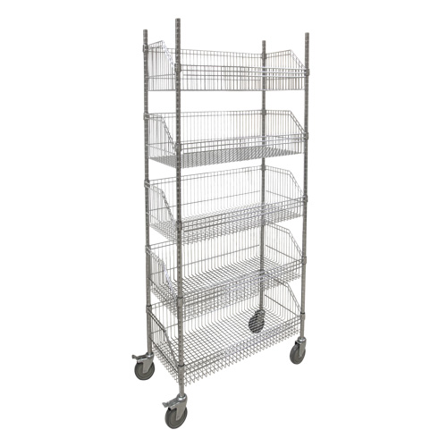 Wire Basket Shelving Cart, 5 Tiers, 36" W x 80" H x 18" D Les Fournitures Industrielles Méga