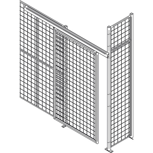 Porte &agrave; glissi&egrave;re robuste pour cloison en treillis m&eacute;tallique, 4' la x 8' h Les Fournitures Industrielles Méga