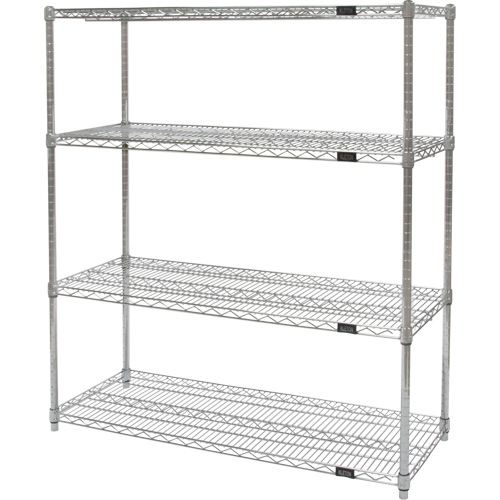 Heavy-Duty Chromate Wire Shelving, 4 Tiers, 36" W x 54" H x 24" D Les Fournitures Industrielles Méga