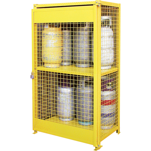 Gas Cylinder Cabinets, 12 Cylinder Capacity, 44" W x 30" D x 74" H, Yellow Les Fournitures Industrielles Méga