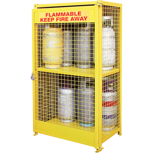 Gas Cylinder Cabinets, 12 Cylinder Capacity, 44" W x 30" D x 74" H, Yellow Les Fournitures Industrielles Méga