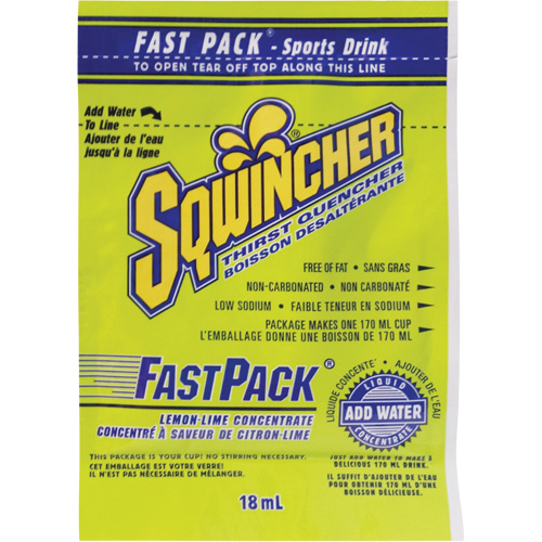 Sqwincher&reg; Rehydration Drink Fast Pack&reg;, Single Serve, Lemon-Lime Les Fournitures Industrielles Méga