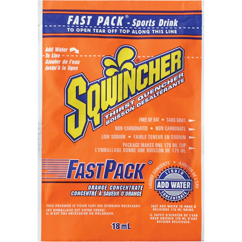 Sqwincher&reg; Boisson de r&eacute;hydratation Fast Pack, Emballage-portion, Orange Les Fournitures Industrielles Méga