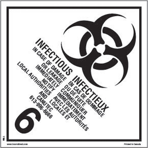 &eacute;tiquettes d'exp&eacute;dition TMD, Classe 6,2, Substances infectieuses, Papier Les Fournitures Industrielles Méga
