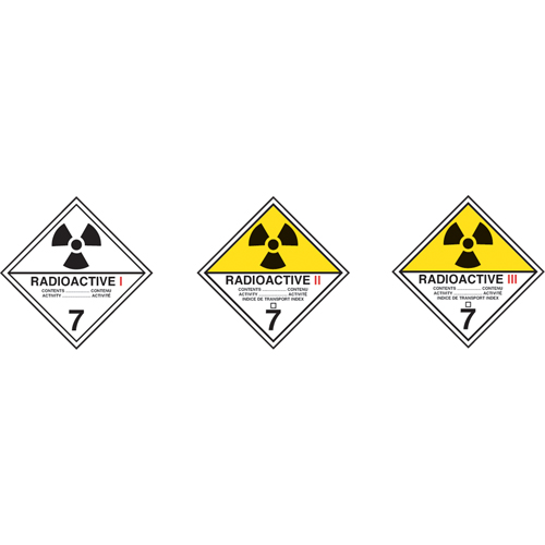 &eacute;tiquettes d'exp&eacute;dition TMD, Classe 7, Radioactif I, Vinyle Les Fournitures Industrielles Méga