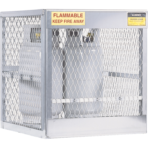 Aluminum LPG Cylinder Locker Storage, 4 Cylinder Capacity, 30" W x 32" D x 33-1/2" H, Silver Les Fournitures Industrielles Méga