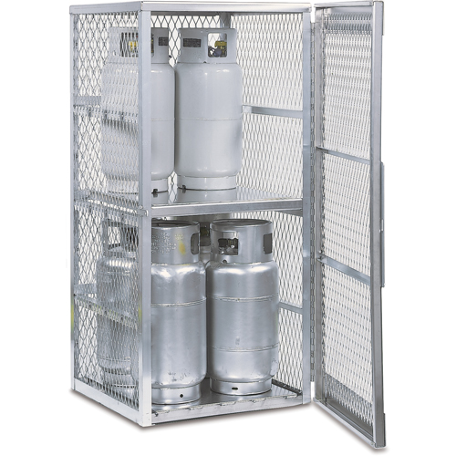 Aluminum LPG Cylinder Locker Storage, 8 Cylinder Capacity, 30" W x 32" D x 65" H, Silver Les Fournitures Industrielles Méga