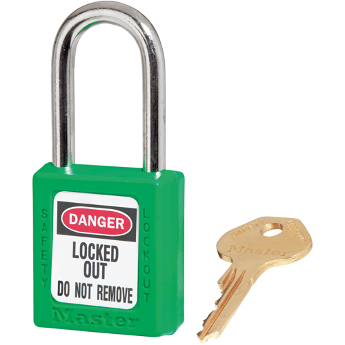 410 Zenex Safety Padlock, Green, Keyed Different, Thermoplastic, 1-1/2" Width Les Fournitures Industrielles Méga