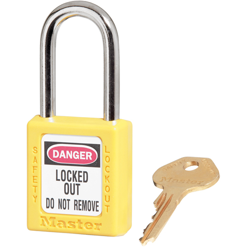 410 Zenex Safety Padlock, Yellow, Keyed Different, Thermoplastic, 1-1/2" Width Les Fournitures Industrielles Méga