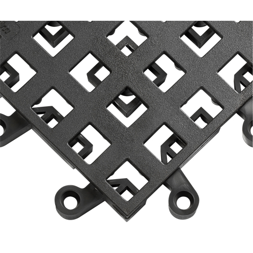 ErgoDeck&reg; Mat No. 560, PVC, 1-1/2' W x 1-1/2' L, 7/8" Thick, Black Les Fournitures Industrielles Méga