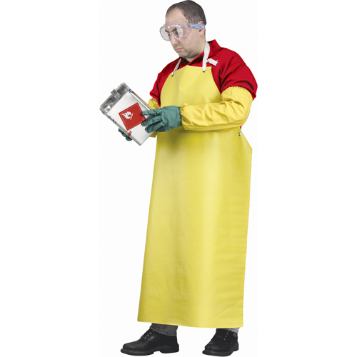 Flame Resistant Aprons, Neoprene/Polyester, 48" L x 35" W, Yellow Les Fournitures Industrielles Méga