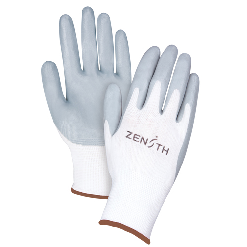 Gants l&eacute;gers enduits et respirants, 9/Grand, R&ecirc;vetement Mousse de nitrile, Calibre 13, Enveloppe en Polyester Les Fournitures Industrielles Méga