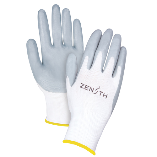 Gants l&eacute;gers enduits et respirants, 11/2T-Grand, R&ecirc;vetement Mousse de nitrile, Calibre 13, Enveloppe en Polyester Les Fournitures Industrielles Méga