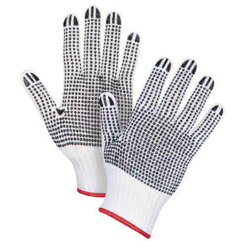 Double-Sided Dotted String Knit Gloves, Poly/Cotton, Double Sided, 7 Gauge, Small Les Fournitures Industrielles Méga