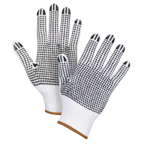 Gants tricot&eacute;s deux c&ocirc;t&eacute;s &agrave; pois, Poly/coton, Deux c&ocirc;t&eacute;s, Calibre 7, Grand Les Fournitures Industrielles Méga