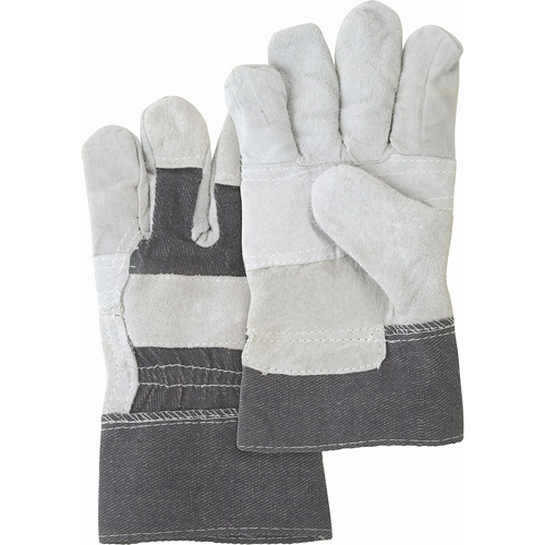 Gants d'ajusteur &agrave; paume renforc&eacute;e d'usage standard, Grand, Paume en Cuir de vache refendu, Doublure en Coton Les Fournitures Industrielles Méga