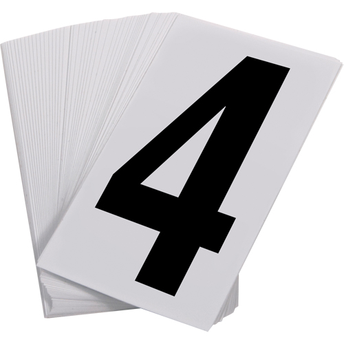 Pressure Sensitive Numbering, 4, 3-1/2" H, Black on White Les Fournitures Industrielles Méga