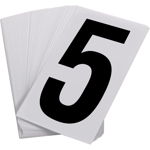 Pressure Sensitive Numbering, 5, 3-1/2" H, Black on White Les Fournitures Industrielles Méga