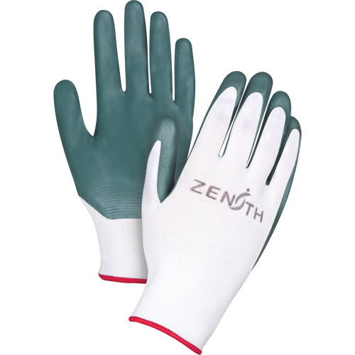 Gants enduits confortables de premi&egrave;re qualit&eacute;, 9/Grand, R&ecirc;vetement Nitrile, Calibre 13, Enveloppe en Polyester Les Fournitures Industrielles Méga