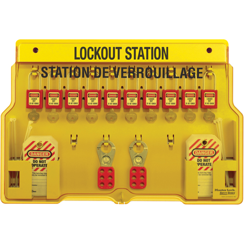 Stations de verrouillage, Cadenas Thermoplastique, Capacit&eacute; de 10, Cadenas Compris Les Fournitures Industrielles Méga
