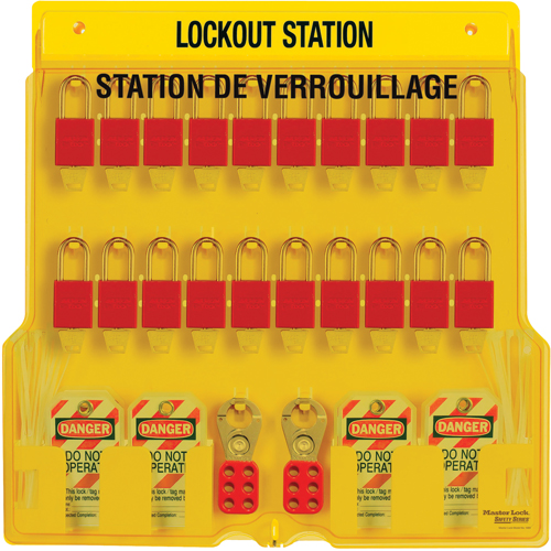 Station de verrouillage, Cadenas Thermoplastique, Capacit&eacute; de 20, Cadenas Compris Les Fournitures Industrielles Méga