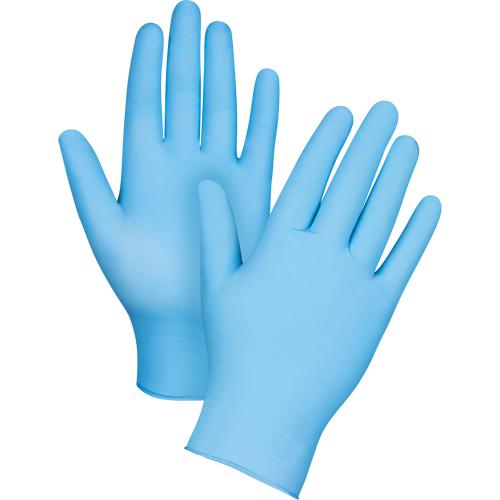 Gants jetables de calibre m&eacute;dical r&eacute;sistants &agrave; la perforation, Grand, Nitrile, 3,5 mils, Sans poudre, Bleu, Classe 2 Les Fournitures Industrielles Méga
