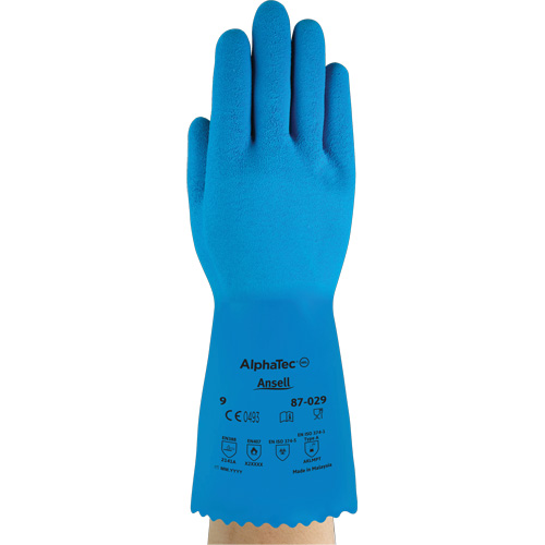 Gants AlphaTec 87-029, Taille Moyen/8, 12" lo, Latex de caoutchouc, Doublure en Nylon, 50 mils Les Fournitures Industrielles Méga