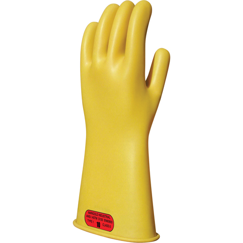 Yellow Natural Rubber Insulating Gloves, ASTM Class 0, Size 8, 11" L Les Fournitures Industrielles Méga