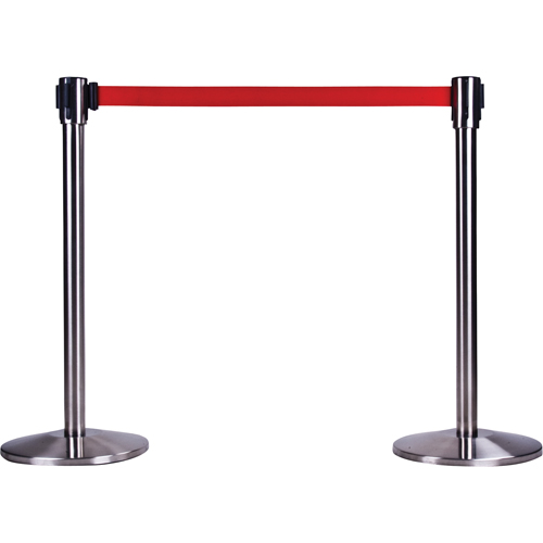 Free-Standing Crowd Control Barrier Receiver Post, 35" High, Stainless Les Fournitures Industrielles Méga