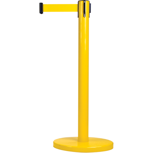 Barri&egrave;res sur pieds pour le contr&ocirc;le des foules, Acier, 35" h, Ruban Jaune, Longueur du ruban 7' Les Fournitures Industrielles Méga