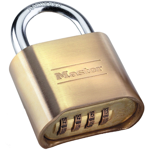 Combination Padlock, Silver, Brass Coating, 2" Width Les Fournitures Industrielles Méga