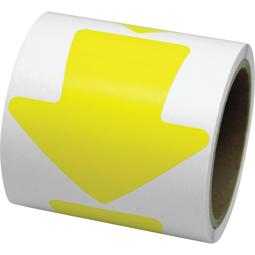 Coloured Floor Marking Decals, Arrow, 4" L x 4" W, Yellow, Vinyl Les Fournitures Industrielles Méga