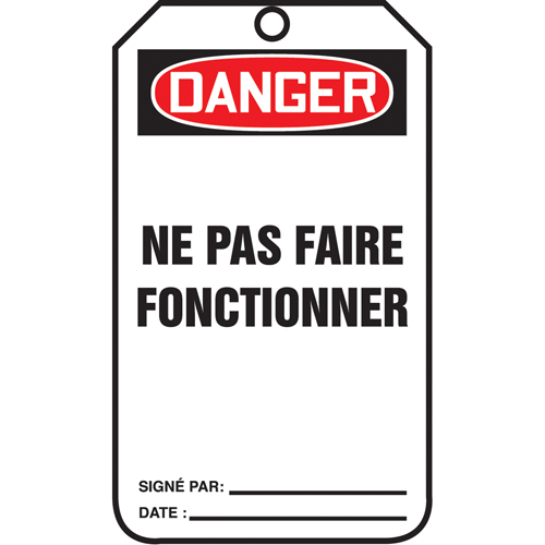 Lockout Tags, Cardstock, 3-1/8" W x 5-7/8" H, French Les Fournitures Industrielles Méga