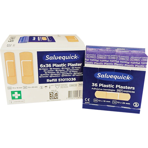 Salvequick&reg; Bandage Dispensing Systems Refills, Rectangular/Square, Plastic, Sterile Les Fournitures Industrielles Méga