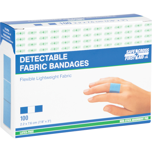 Bandages, Rectangulaire/carr&eacute;e, 3", Tissu d&eacute;tectable, St&eacute;rile Les Fournitures Industrielles Méga