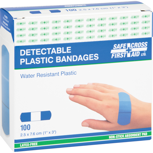 Bandages, Rectangulaire/carr&eacute;e, 3", Plastique d&eacute;tectable, St&eacute;rile Les Fournitures Industrielles Méga