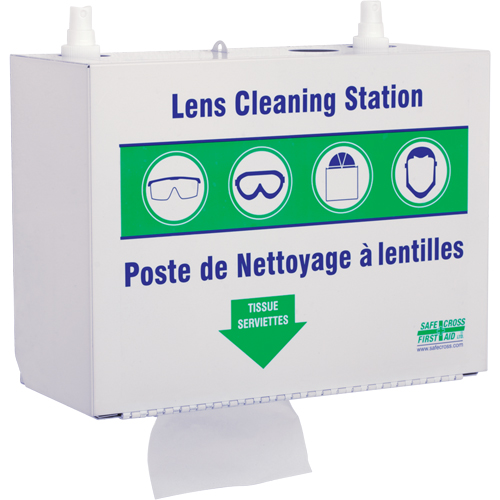 Postes en M&eacute;tal Pour Le Nettoyage De Verres - Deux Boutielle De Solution 500ml Et 1 Boîte De Serviettes, M&eacute;tal, 10,5" lo x 5,5" p x 6,3" h Les Fournitures Industrielles Méga