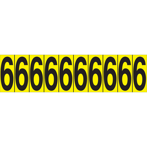 Individual Adhesive Number Markers, 6, 1-15/16" H, Black on Yellow Les Fournitures Industrielles Méga