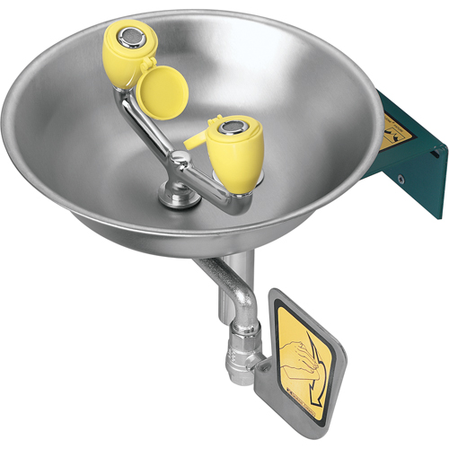 Eyewash Station, Wall-Mount Installation, Stainless Steel Bowl Les Fournitures Industrielles Méga