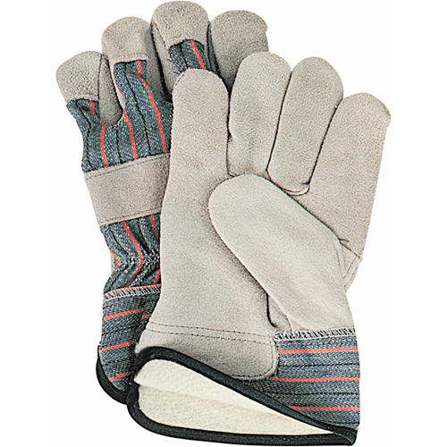 Gants d'ajusteur doubl&eacute;s pour l'hiver, Grand, Paume en Cuir de vache refendu, Doublure en Molleton de coton Les Fournitures Industrielles Méga