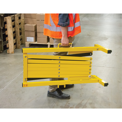Barri&egrave;re extensible, 37" h x 11' lo, Noir/Jaune Les Fournitures Industrielles Méga