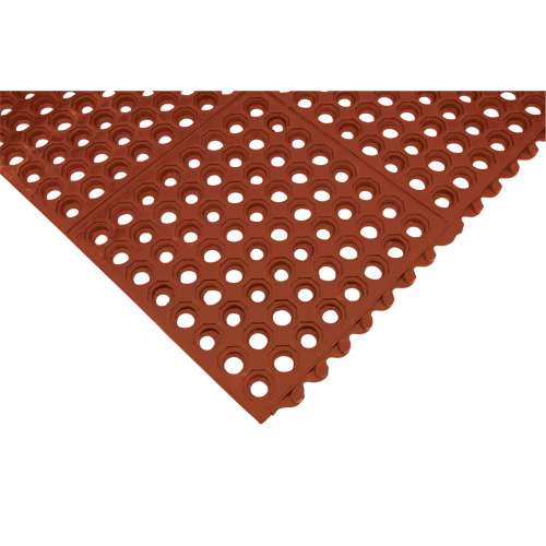 Anti-Fatigue Link Matting, Honeycomb, 3' x 3' x 1/2", Brown, Nitrile/Rubber Les Fournitures Industrielles Méga