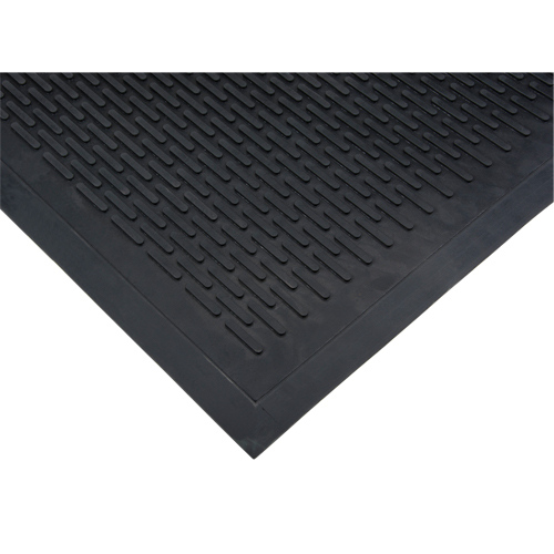 Tapis &agrave; profil bas, Caoutchouc, Grattoir Type, Motif Plein, 3' x 5', Noir Les Fournitures Industrielles Méga