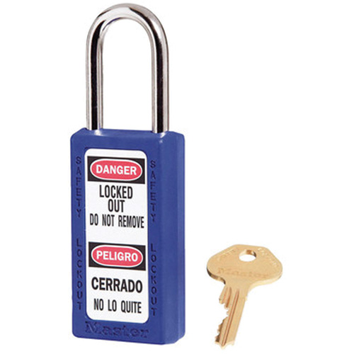 Cadenas de s&eacute;curit&eacute; Zenex 411, Bleu, Cl&eacute;s identiques, Thermoplastique, Largeur de 1-1/2" Les Fournitures Industrielles Méga