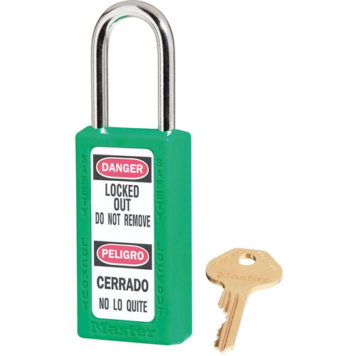Cadenas de s&eacute;curit&eacute; Zenex 411, Vert, Cl&eacute;s identiques, Thermoplastique, Largeur de 1-1/2" Les Fournitures Industrielles Méga