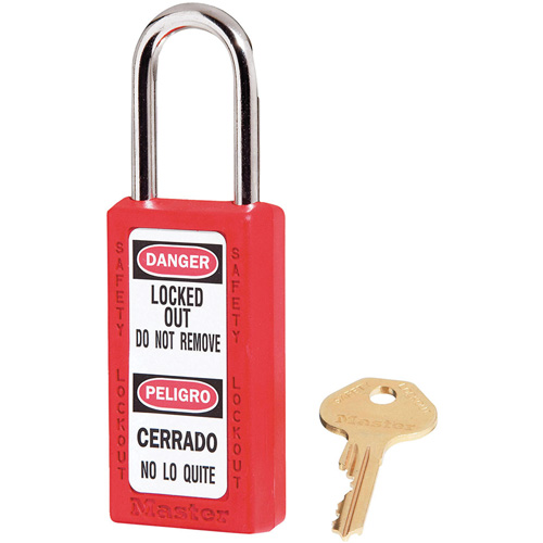 Cadenas de s&eacute;curit&eacute; Zenex 411, Rouge, Cl&eacute;s identiques, Thermoplastique, Largeur de 1-1/2" Les Fournitures Industrielles Méga